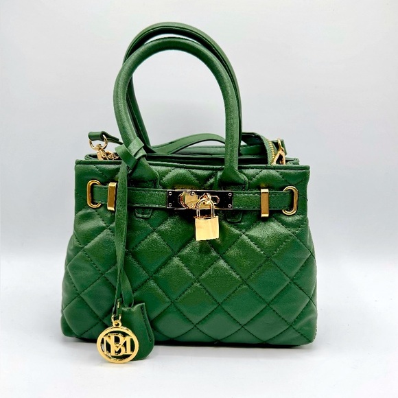 Badgley Mischka Middle Diamond Quilted Tote Bag with Front Lock and Pendant NWT - Picture 1 of 2